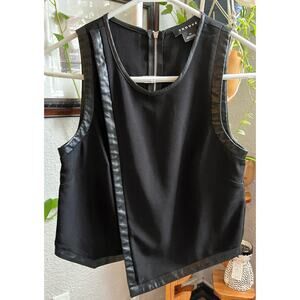 Trouve Black Vegan Leather Detail Crop Top